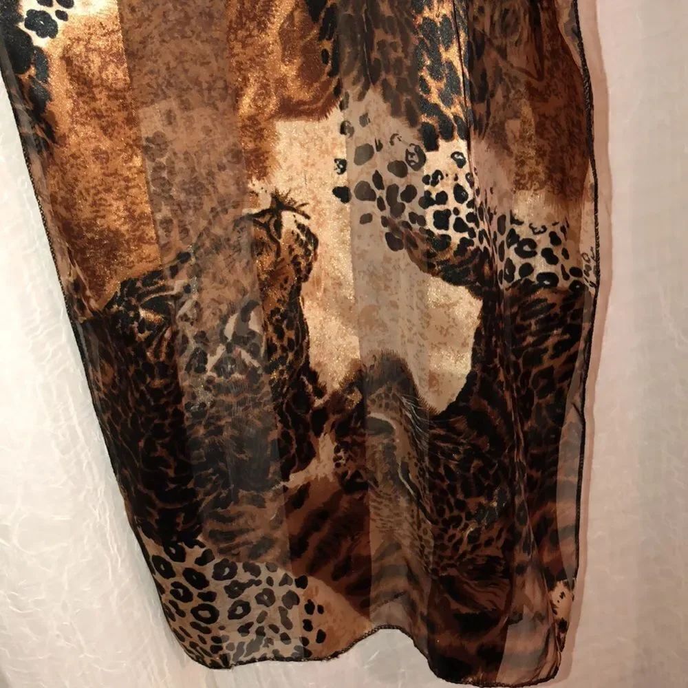 StripedâPolyester LeopardâPrintâScarf - Picture 6 of 11